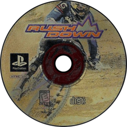 Rush Down retro arcade racing action game for PlayStation 1 (PS1) disc