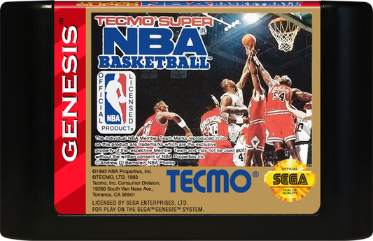 Tecmo Super NBA Basketball cartridge for Sega Genesis (GEN) video game