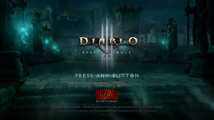 Diablo III: Reaper of Souls [Ultimate Evil Edition] – PlayStation 4 (PS4) video game title screen, action RPG by Blizzard Entertainment