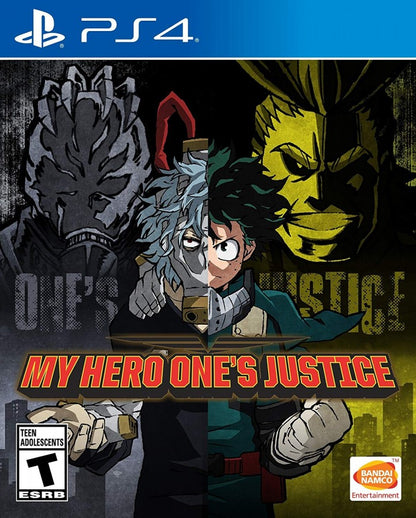My Hero One's Justice – PlayStation 4 (PS4) video game cover art, action fighting game with superpowered heroes and intense battles