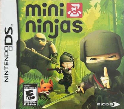 Mini Ninjas Nintendo DS for retro video game enthusiasts featuring action adventure gameplay ninja themed exploration stealth mechanics puzzle solving martial arts combat charming characters and collectible gaming appeal front cover 