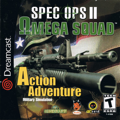 Spec Ops II: Omega Squad Sega Dreamcast DC for tactical third person shooter retro video game fans featuring elite special forces missions squad based combat realistic military weapons strategic objectives intense firefights collectible gaming appeal front cover art