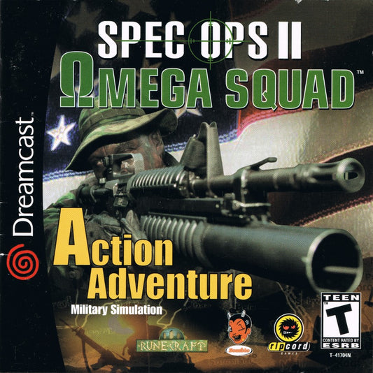 Spec Ops II: Omega Squad Sega Dreamcast DC for tactical third person shooter retro video game fans featuring elite special forces missions squad based combat realistic military weapons strategic objectives intense firefights collectible gaming appeal front cover art