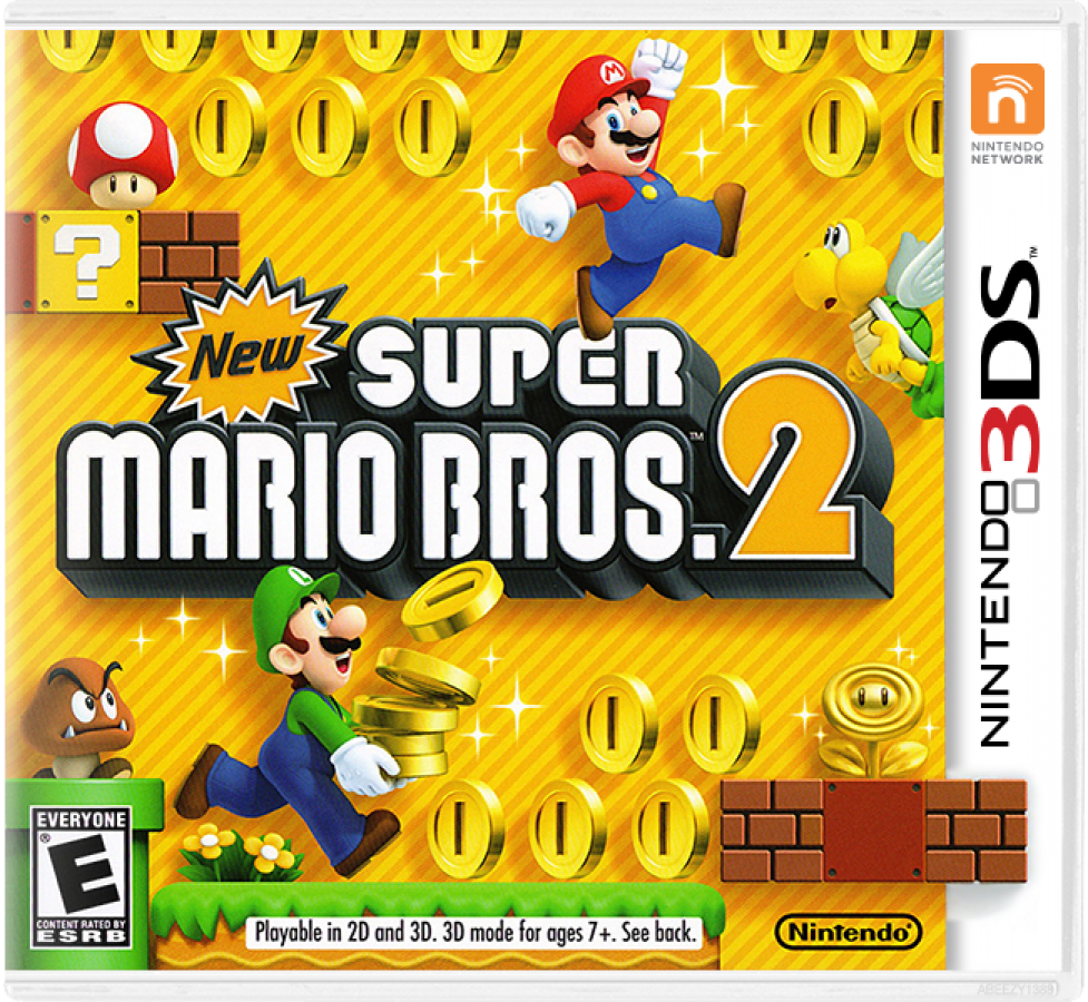 New Super Mario Bros. 2 cover art for Nintendo 3DS (3DS) platformer video game