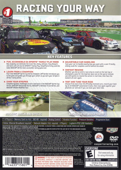 NASCAR 09 – PlayStation 2 (PS2) stock car racing sports video game back of case
