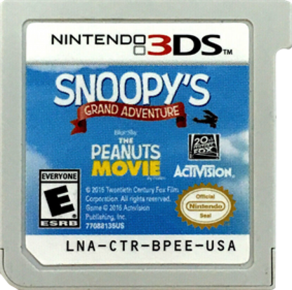 Snoopy's Grand Adventure Nintendo 3DS for action platforming video game fans featuring Peanuts characters side scrolling gameplay imaginative worlds collectible treasures puzzle solving family friendly adventure colorful visuals portable Nintendo gaming collectible gaming appeal cartridge