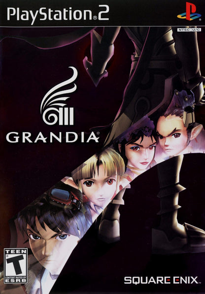 Grandia III PlayStation 2 PS2 role playing video game featuring turn-based combat epic fantasy adventure colorful characters magical attacks strategic battles exploration character development powerful abilities and classic PlayStation 2 PS2 gameplay collectible retro gaming appeal front cover art