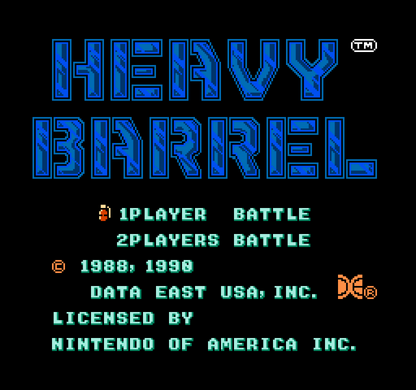 Heavy Barrel Complete in Box CIB Nintendo Entertainment System NES for retro video game enthusiasts featuring top down action shooter gameplay military combat missions powerful weapon upgrades cooperative arcade style action challenging enemy forces complete in box collectible gaming appeal gameplay 