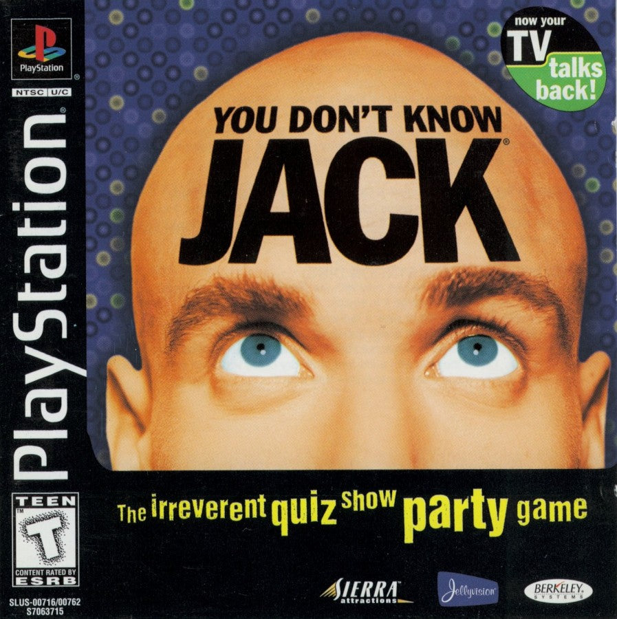 You Don't Know Jack cover art for PlayStation 1 (PS1) quiz video game. 