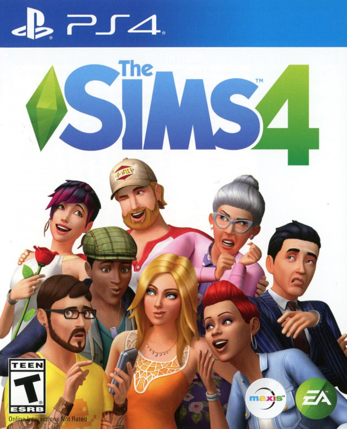 The Sims 4 for PlayStation 4, cover image for a life simulation video game with character creation, home building, social interactions, and sandbox lifestyle gameplay