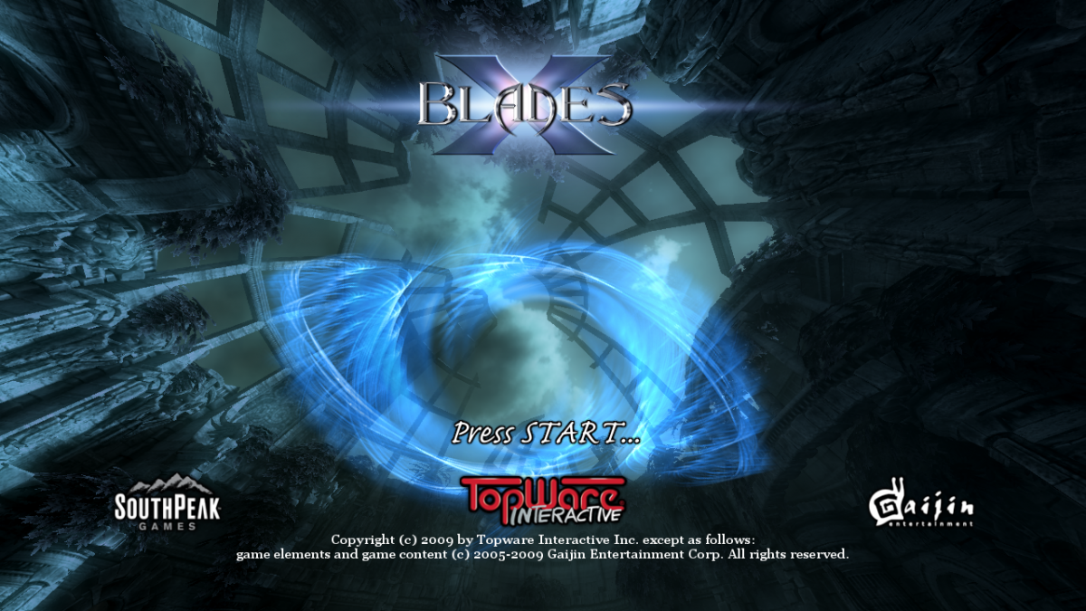 X-Blades for PlayStation 3 with anime-style hack-and-slash action theme main menu