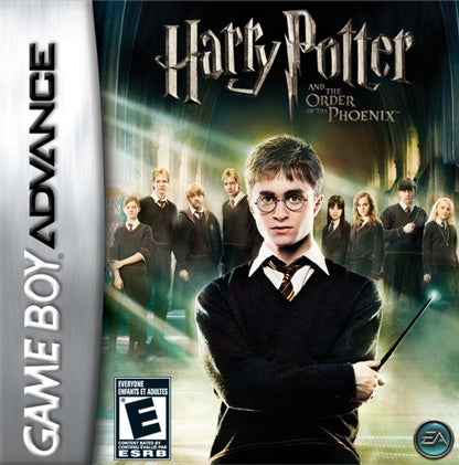Harry Potter and the Order of the Phoenix for Game Boy Advance, cover image for an action-adventure video game with spell casting, exploration, mission-based gameplay, and wizarding world storyline