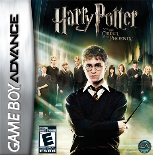 Harry Potter and the Order of the Phoenix for Game Boy Advance, cover image for an action-adventure video game with spell casting, exploration, mission-based gameplay, and wizarding world storyline