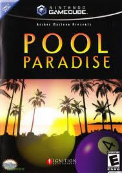 Pool Paradise Nintendo GameCube for retro video game enthusiasts featuring realistic billiards gameplay multiple pool game modes immersive tournament competition skill based cue control detailed table environments and collectible gaming appeal front cover