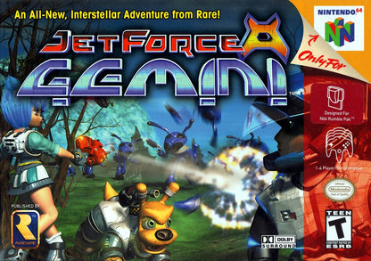 Jet Force Gemini Nintendo 64 N64 video game, game only cartridge, third-person action shooter, sci-fi adventure, classic Nintendo title front cover