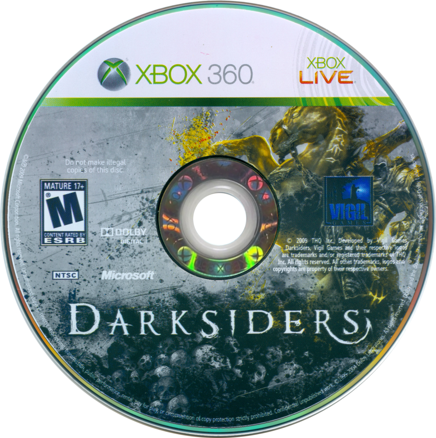 Darksiders disc for Xbox 360 (X360) action-adventure role-playing video game