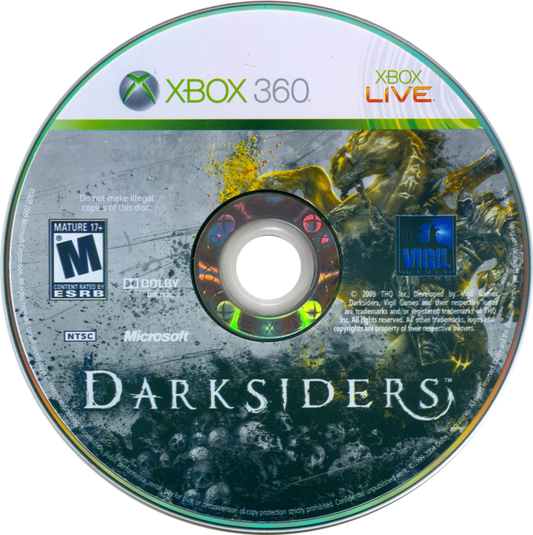 Darksiders disc for Xbox 360 (X360) action-adventure role-playing video game
