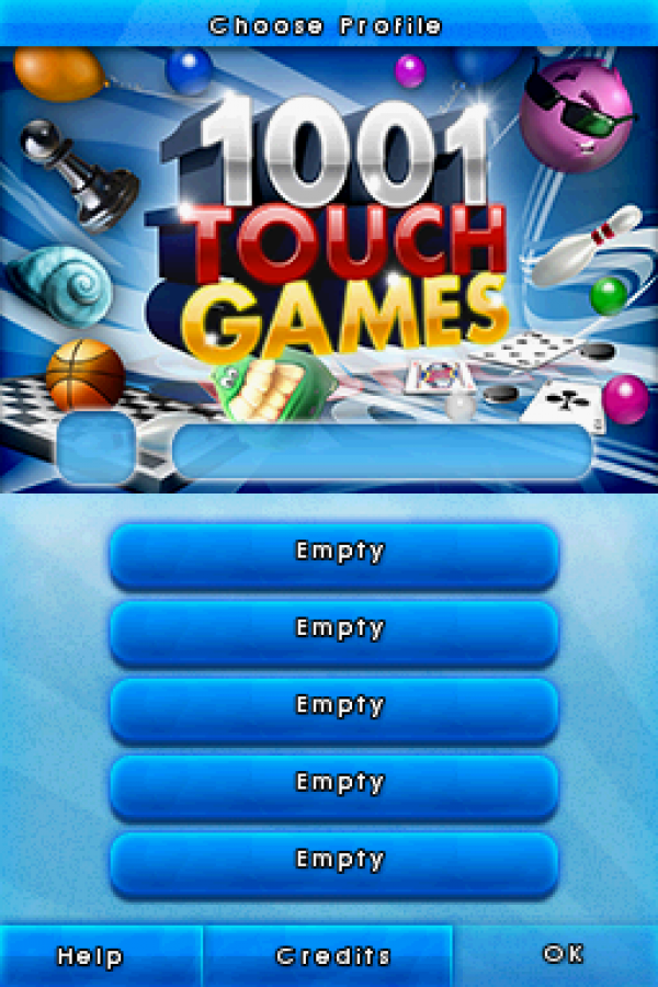 1001 Touch Games title screen for Nintendo DS (DS) video game