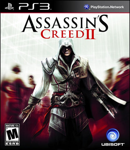 Assassin’s Creed II action-adventure retro video game for PlayStation 3 (PS3), featuring Ezio Auditore in Renaissance Italy front cover art