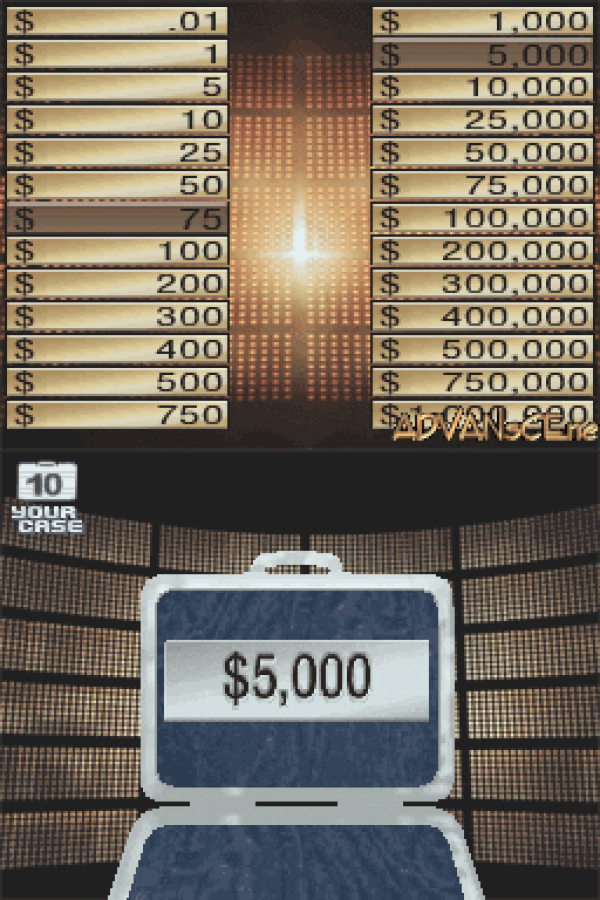 Deal or No Deal gameplay for Nintendo DS (DS) game show puzzle video game