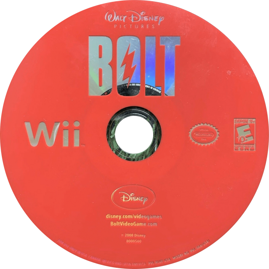 Disney Bolt disc cover art for Nintendo Wii (Wii) video game