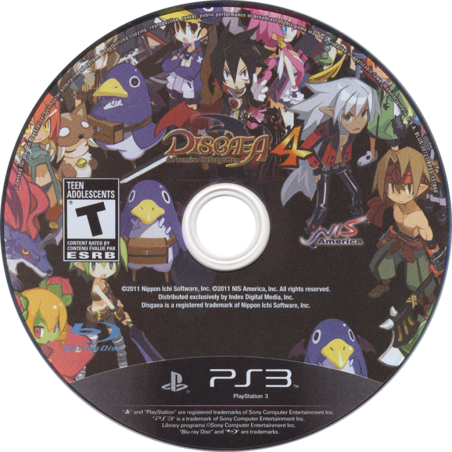 Disgaea 4: A Promise Unforgotten disc art for PlayStation 3 (PS3) video game