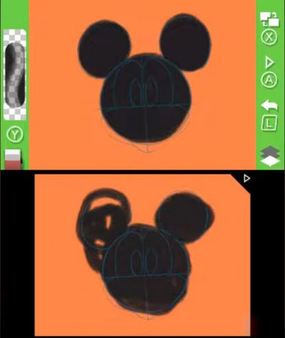 Disney Art Academy for Nintendo 3DS drawing tutorial game featuring Disney and Pixar characters art lessons creative sketching tools and step by step painting gameplay 
