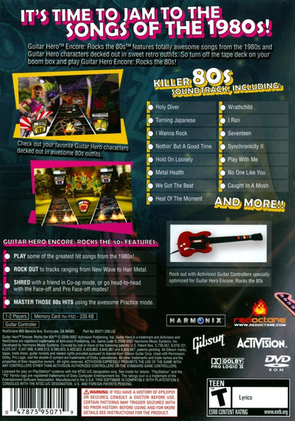 Guitar Hero Encore: Rocks the 80s [Greatest Hits] back cover art for PlayStation 2 (PS2) video game