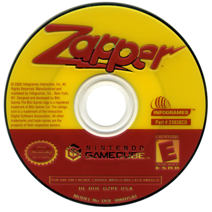 Zapper One Wicked Cricket GameCube game featuring action platformer gameplay and colorful insect-themed adventure disc