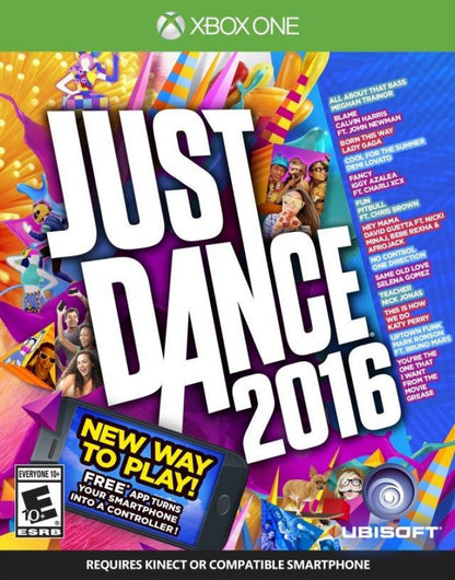 Just Dance 2016 cover art for Xbox One (XONE) rhythm-based dance party video game