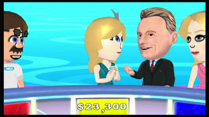 Wheel of Fortune gameplay art for Nintendo Wii (Wii) featuring the classic TV game show experience with puzzle‑solving, spinning the wheel, and multiplayer competition.