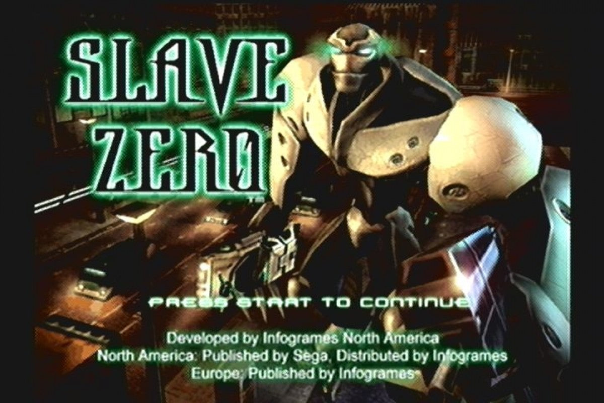 Slave Zero Sega Dreamcast retro video game third person shooter title screen