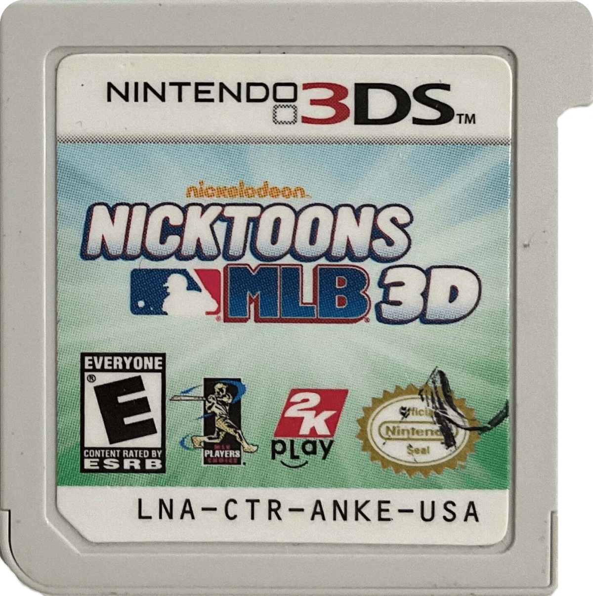 Nicktoons MLB 3D Nintendo 3DS video game featuring arcade style baseball gameplay Nickelodeon cartoon characters official MLB teams multiplayer modes and colorful family friendly sports action in immersive 3D cartridge