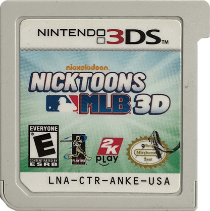Nicktoons MLB 3D Nintendo 3DS video game featuring arcade style baseball gameplay Nickelodeon cartoon characters official MLB teams multiplayer modes and colorful family friendly sports action in immersive 3D cartridge