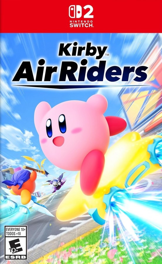 Kirby Air Riders Nintendo Switch 2 for racing action video game fans featuring Kirby characters high speed air ride vehicles competitive races arena battles power ups character abilities colorful tracks multiplayer gameplay and fast paced Nintendo action collectible gaming appeal front cover art
