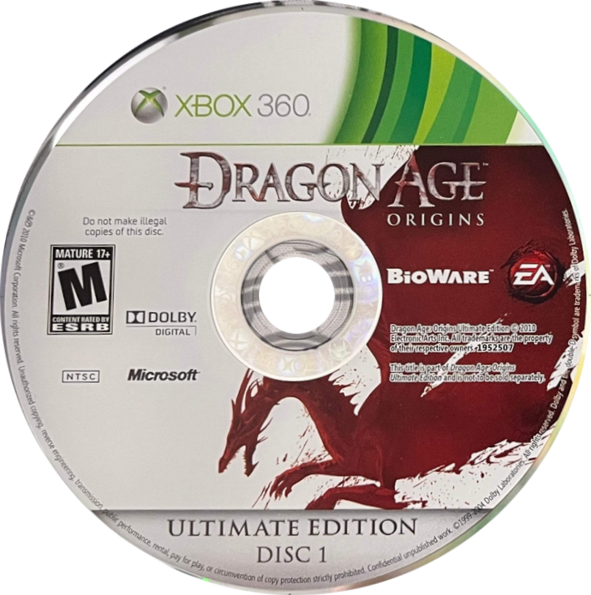 Dragon Age Origins Ultimate Edition for Xbox 360 role playing video game featuring the complete epic fantasy campaign all DLC deep character choices tactical combat and immersive BioWare storytelling experience disc 1 