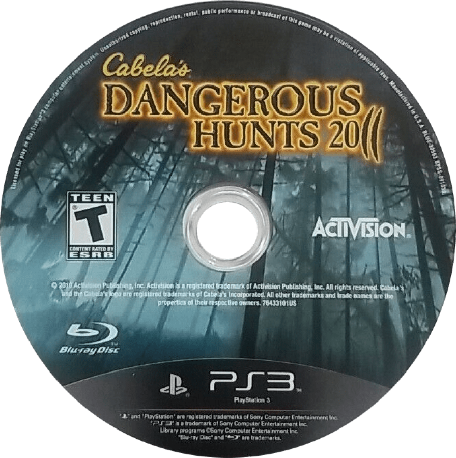 Cabela's Dangerous Hunts 2011 disc for PlayStation 3 (PS3) video game