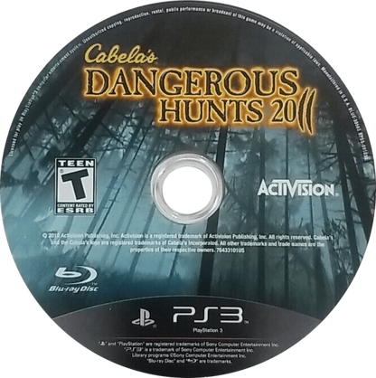 Cabela's Dangerous Hunts 2011 disc for PlayStation 3 (PS3) video game
