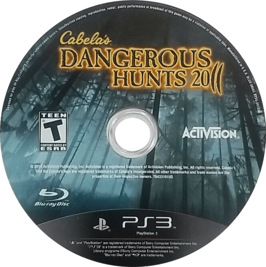 Cabela's Dangerous Hunts 2011 disc for PlayStation 3 (PS3) video game