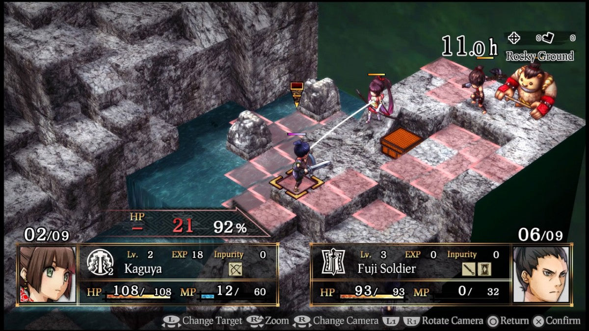 God Wars Future Past gameplay for PlayStation Vita video game, tactical RPG, turn-based strategy, Japanese mythology, handheld console title