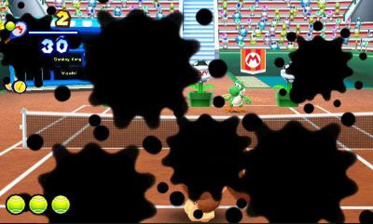 Mario Tennis Open retro Nintendo 3DS video game Mario Tennis sports tennis multiplayer competitive gameplay Mario characters arcade style matches handheld console title Nintendo 3DS release gameplay