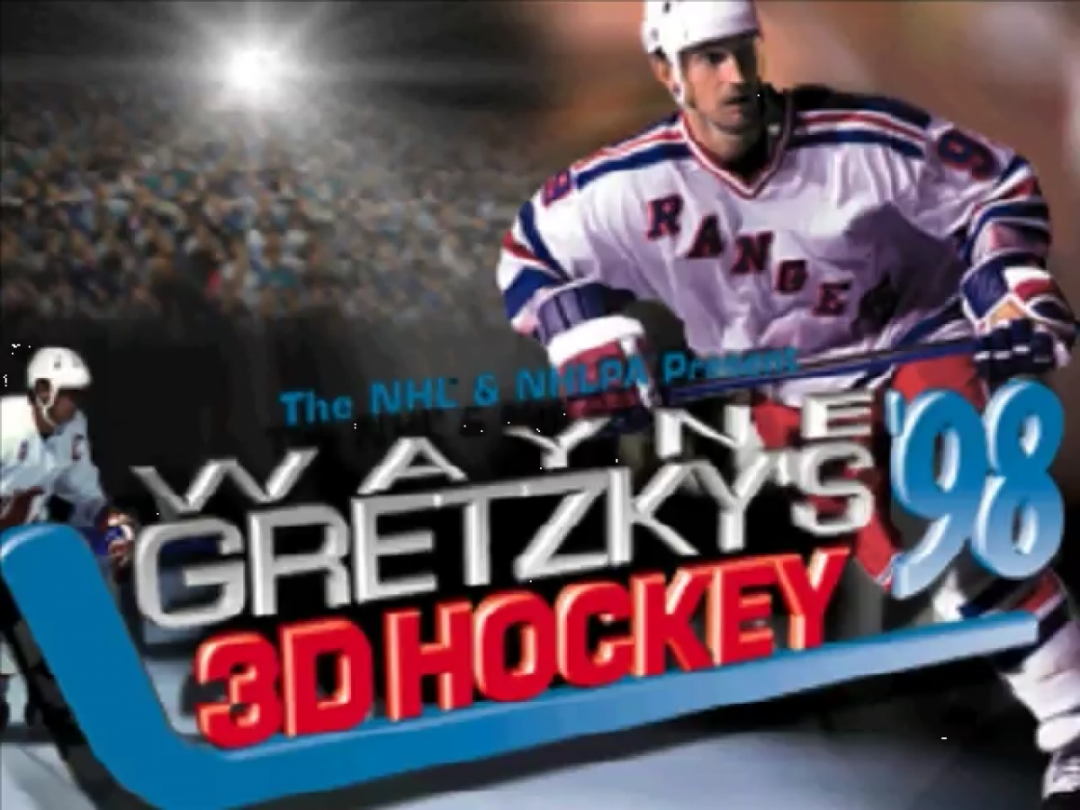 Wayne Gretzkys 3D Hockey 98 title screen for Nintendo 64 N64 video game
