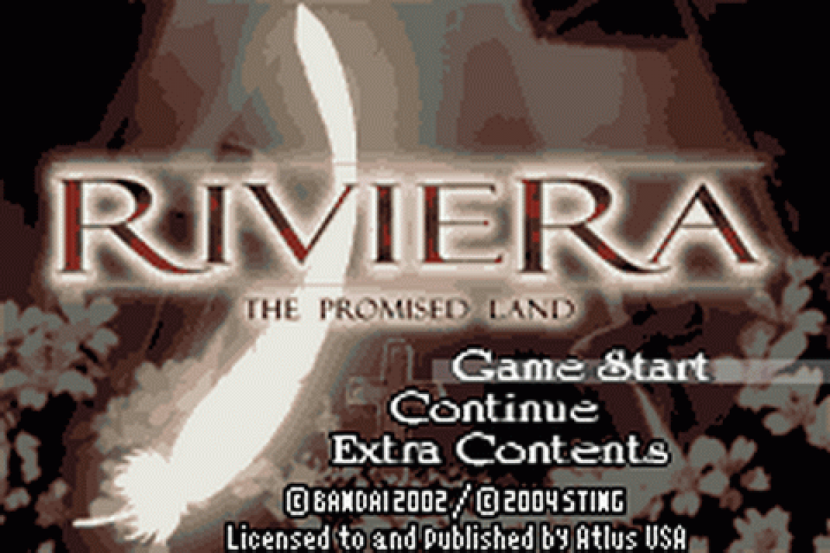 Riviera: The Promised Land start menu for Game Boy Advance (GBA) video game