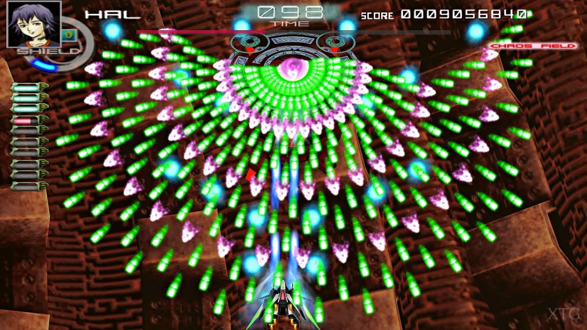 Chaos Field GameCube game featuring vertical scrolling shooter gameplay and intense arcade bullet-hell action gameplay screenshot