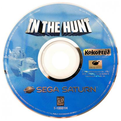 In The Hunt arcade Sega Saturn side scrolling submarine shooter underwater combat military sci fi action giant mechanical enemies explosive torpedoes Irem arcade port retro gaming Sega Saturn software video game title disc