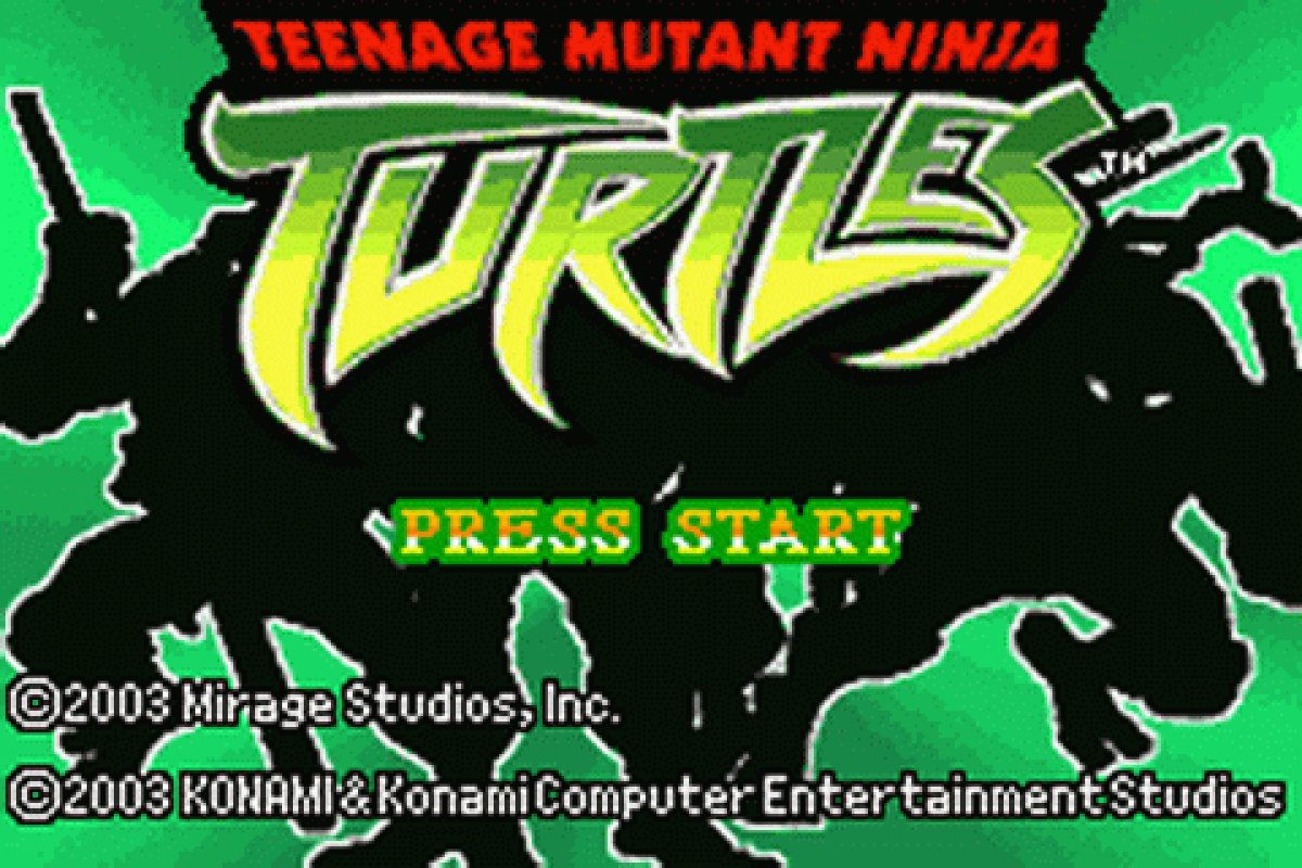 Game Boy Advance Teenage Mutant Ninja Turtles action fighting game start menu