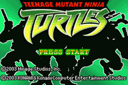 Game Boy Advance Teenage Mutant Ninja Turtles action fighting game start menu