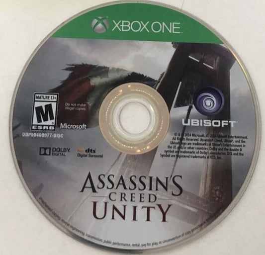Assassin’s Creed: Unity disc for Xbox One (XONE) action adventure video game