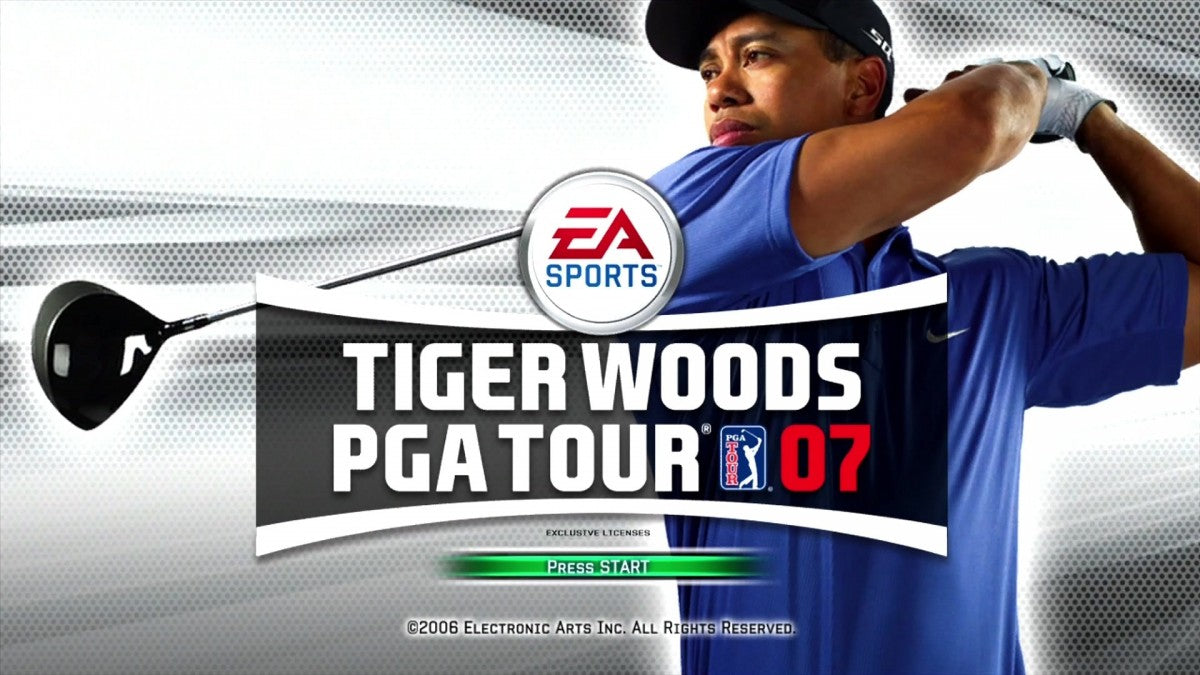 Tiger Woods PGA Tour 07 start screen for Xbox 360 (X360) golf sports video game