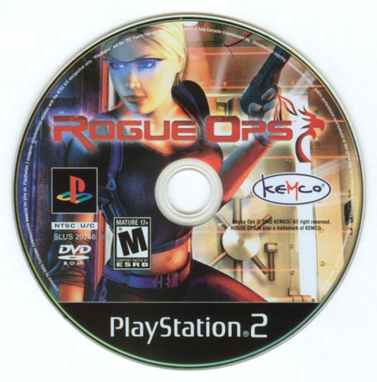 Rogue Ops – PlayStation 2 (PS2) video game disc, stealth-action game.